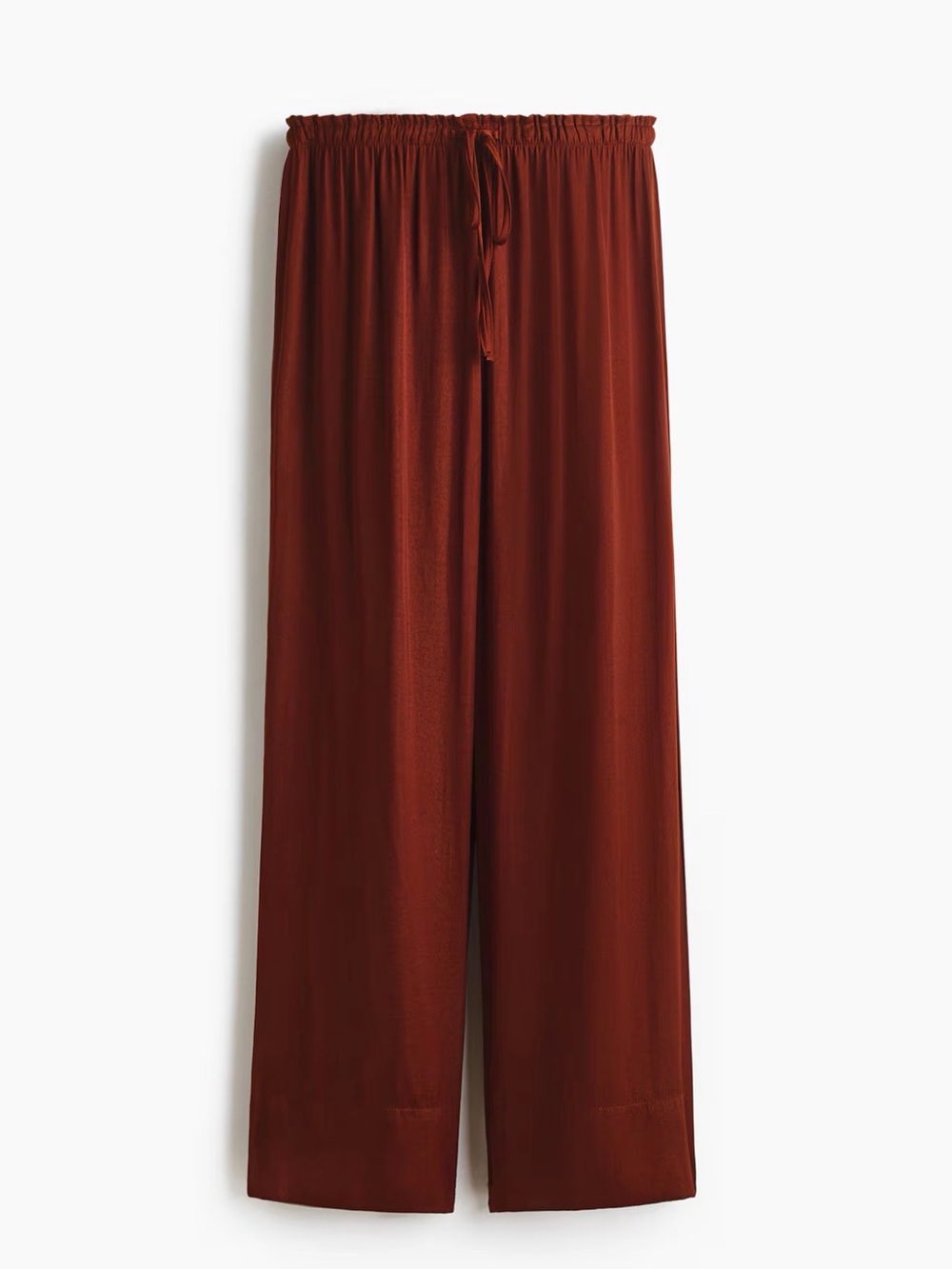 H&M Wide Leg Drawstring Pants in Rust Brown